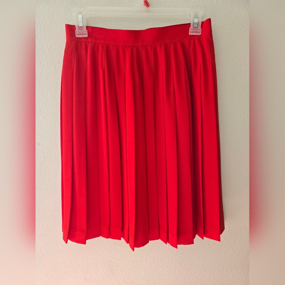 Liz Claiborne Red Pleated Midi Skirt Night Out